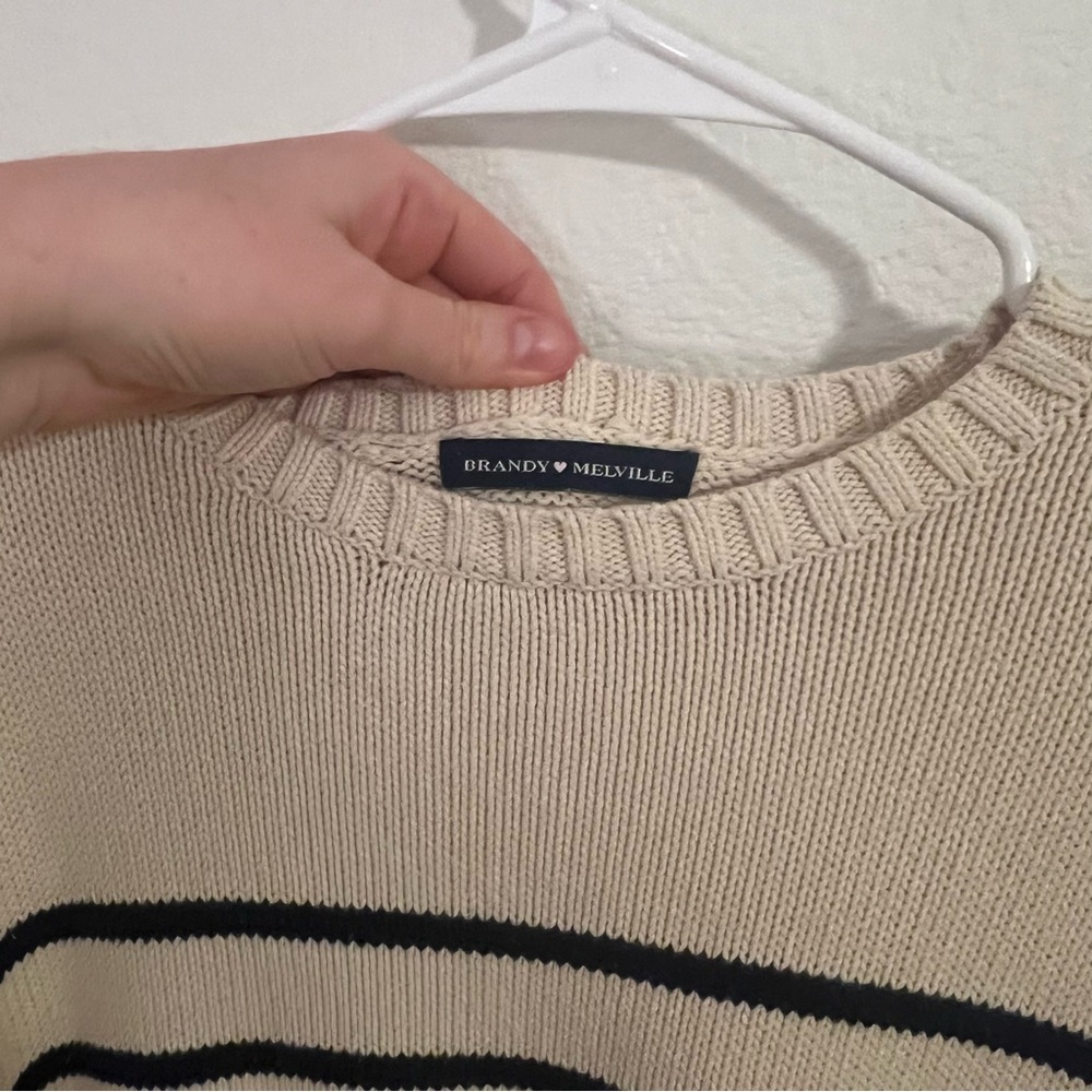 Brandy Melville Cream and Black Striped Sweater - Picture 4 of 6